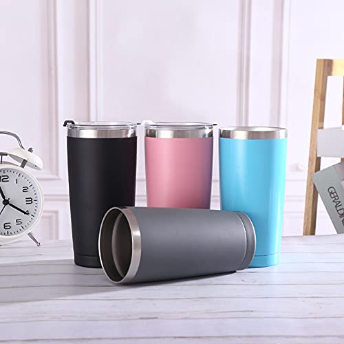 Image of 20oz Insulated Stainless Steel Tumbler, Stainless Steel Vacuum Insulated Double Wall Travel Tumbler, Durable Insulated Coffee Mug, Thermal Cup with Splash Proof Sliding Lid (Pink, 20oz)