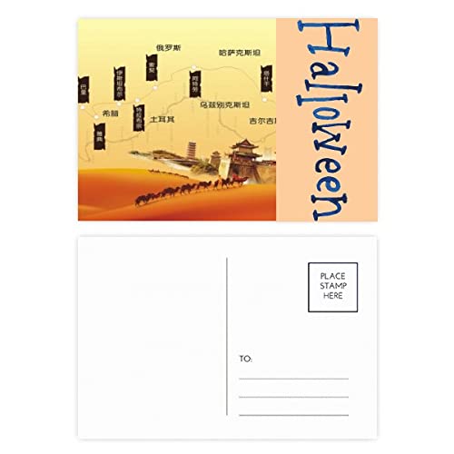 Cartes postales d'Halloween désert et soie pour messages magiques