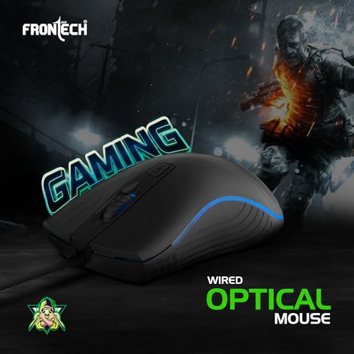 Image of Frontech Quantum Striker Gaming Combo | Rainbow Backlit Keyboard with Optical Mouse | 2400 DPI Adjustable | 4 Button Mouse | USB Plug & Play | 104 Keys | 1 Year Warranty (KB-0050BLK)