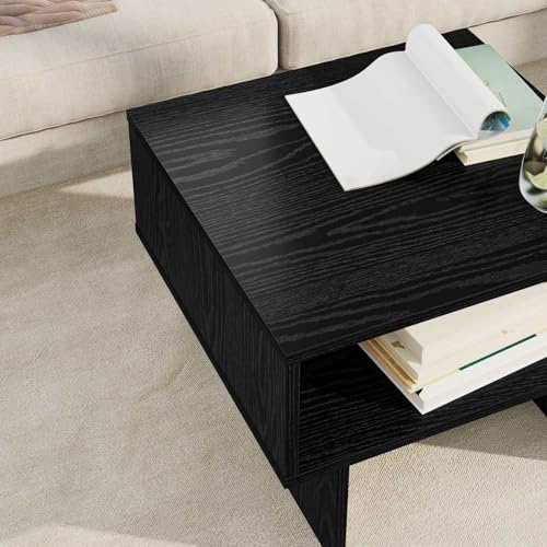 Table basse chêne noir petite table de salon rectangulaire 35cm - 6