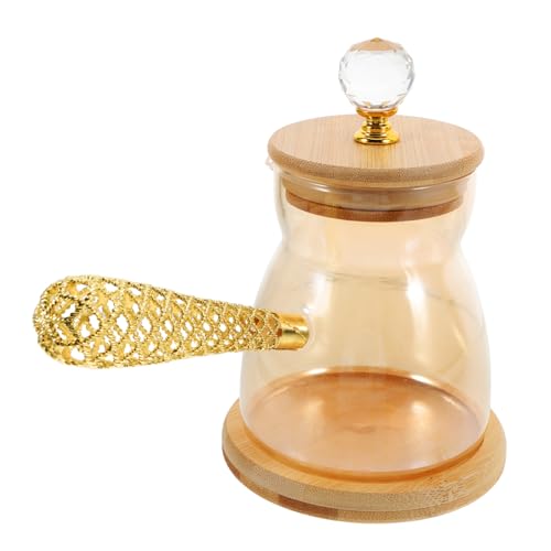 FUNOMOCYA Retro Style Turkish Tea Pot Coffee Pot Enamel Pot Side Handle Hand Brewed Gold Finish