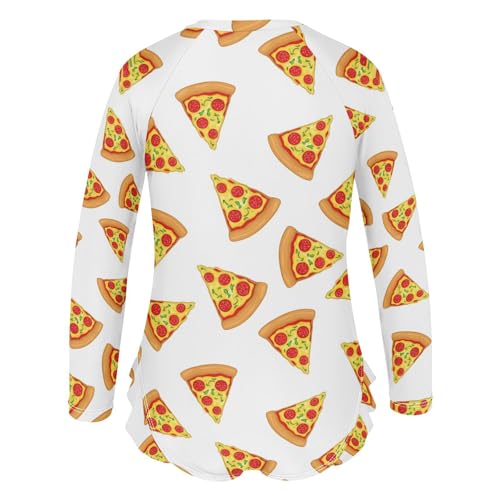 Pizza Slice Repeated Pattern Girls Rash Guard Swimsuits Long Sleeve One Pieces Bathing Suit UPF 50+ Zipper Swimwear3