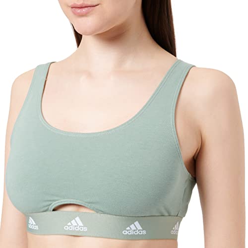 adidas Soft Bra Bustier Women's Comfortable Cotton Bra for Everyday Use (Size XS - XXL) - Comfortable Underwear Women, Olive Green, L