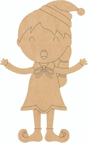Wood Christmas Girl Elf 1" Cutout, Blank Wood Paintable Shape 1/4"