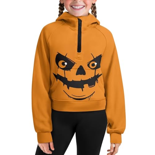 Half Zip Up Hoodie for Girls 5-14 Years Old Long Sleeve Sweatshirts with Pockets Casual Athletic Top for Kids