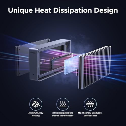 UGREEN 40Gbps M.2 NVMe Enclosure with Aluminum Double-Sided Fin Heat Dissipation, No Noise External SSD Case Compatible with Thunderbolt 4/3/USB4/3.2/2.0 M1 M2 Pro/Max (SSD Not Included) - Image 4