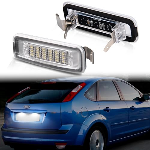 POPMOTORZ LED Luz de Matrícula para Ford Focus MK1 1998-2004, Luces de Matrícula para Coche con Canbus Error Free 2835 SMD, 2 Piezas
