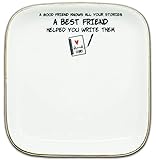 Ringshine Best Friends Birthday Gift Friendship Gifts Birthday Gift-Ceramic Jewelry Holder Ring Dish Trinket Tray-A Good Friend Knows All Your Stories,A Best Friend Helped You Write Them