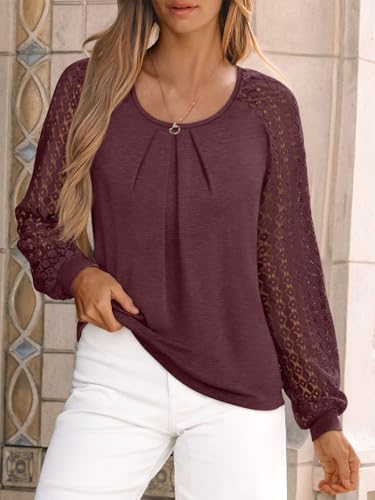 AUTOMET Womens Tops Long Sleeve T-Shirts Lace Business Dressy Casual Blouses Fall Fashion 2025 Trendy Outfits Winter Clothes2