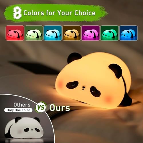 Image of One94Store Kids Sleeping Panda Touch Silicone Night Lamp - Rechargeable LED Bedside Lamp for Children's Bedroom, Romantic Decor, Valentine Day Gift, Love Gift for Her, Couple Gift