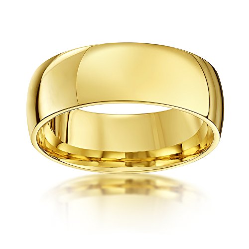 Theia Anillo de Bodas de Oro Amarillo, 9k, Unisex, Forma Corte Pesado, Pulido, 7mm - Tamaño 23.5