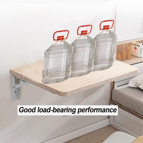 Floating Wall Mounted Folding Table with Drop Leaf for JNHWll Spaces Wood Work Bench with Bracket for Laundry Room Home Office Bar 20x40cm/8x16in