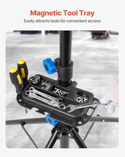 Image of VEVOR Bike Repair Stand, 66 lb Heavy-duty Bicycle Work Stand with 32.8-56.6 in Adjustable Height & Magnetic Tool Tray, Foldable Bicycle Maintenance Rack, Shop Home Mechanics for Mountain & Road Bike