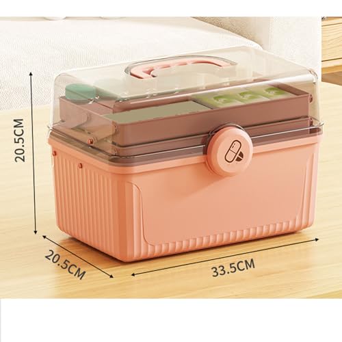 Trousse de premiers secours rose à compartiments pour rangement médicaments maison