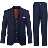 Boys' Suits Size 16 Kids Formal 3 Piece Navy Blue Suit Set Teen Ring Bearer Outfit Tuxedo, Vest, Pants, Suit Jacket