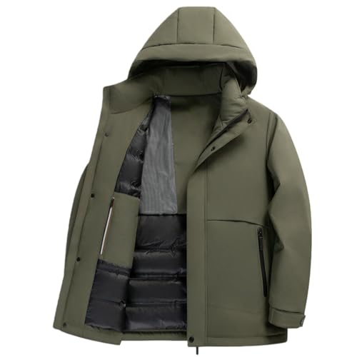 Doudoune mi-longue homme automne hiver manteau chaud à capuche amovible
