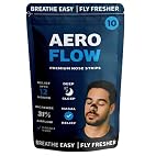 AeroFlow Premium Nasal Strips | CDSCO Ready | Reduces Snoring, Improves Sleep & Sports Performance | Extra Strong Lift for Pure Air Flow | Hypoallergenic Tape, Sweat-Resistant | 10 Strips