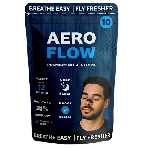AeroFlow Premium Nasal Strips | CDSCO Ready Extra Strong Lift for Easy Breathing | Reduces Snoring, Improves Sleep & Sports Performance | Hypoallergenic, Sweat-Resistant | 10 Strips-image-33