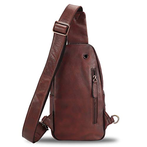 Genuine Leather Sling Bag for Man and Women Crossbody Purse Handmade Retro Shoulder Backpack Vintage Chest Bags3