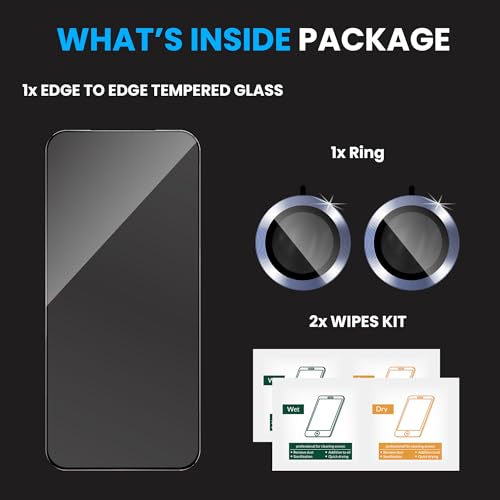 Image of FIRST MART Tempered Glass for Vivo V70 5G with Blue Camera Ring Guard & Installation Kit | HD Clear Edge-to-Edge Screen Protector, Scratch Resistant, Case-Friendly | Pack of 1