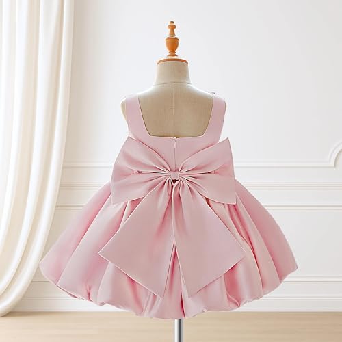 MCieloLuna Cute Flower Girl Dress Puffy Satin First Communion Dresses for Girls 2025 Toddlers Party Mini Gown3