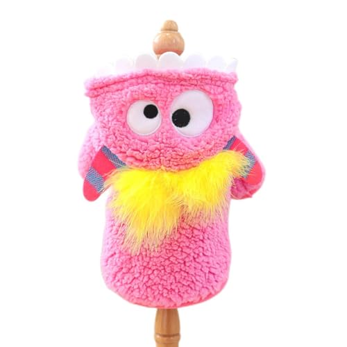 Morycat犬服 秋冬 フリース フード付き 可愛い 毛の化け物 ジャケット 厚手 長袖 猫服 暖かい 防寒 ドッグウェア Tシャツ ファッション 着脱簡単 お散歩お出かけ 小中型犬 (ピンク,M)