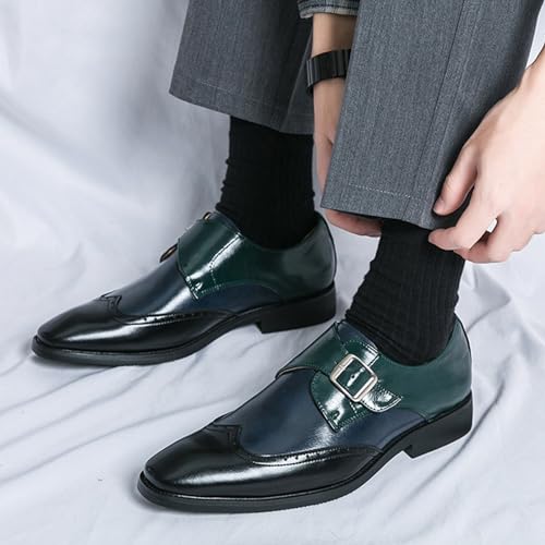 Men's Soft Leather Carved Brogue Oxford Shoes Fashion Metal Buckle Stitching British Business Casual Formal Work Shoes4