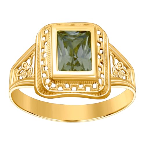 Bague en or jaune 10 carats sertie d'une émeraude imitation pour femme chic