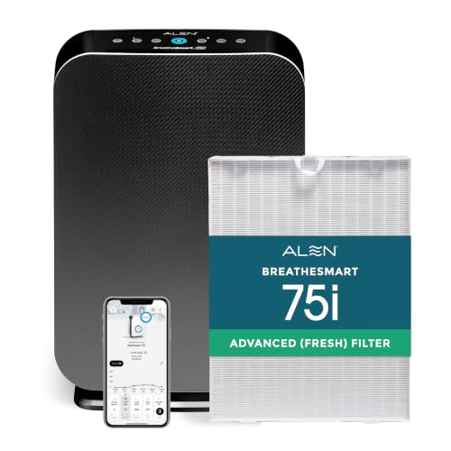 Image of Alen Air Purifier BreatheSmart 75i HEPA with Fresh Filter + Carbon for Large Rooms up to 2800 Sq. Ft - Perfect for Living Room & Kitchen - Captures Dust + Household Odors & Smoke - Graphite