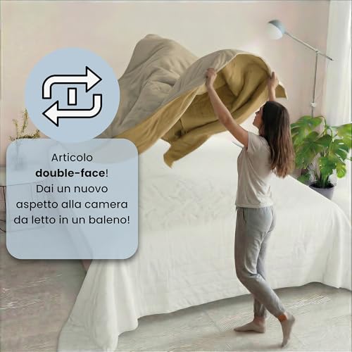 Colcha double face Golia ocre para renovar tu dormitorio 5