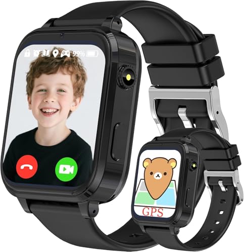 clleylise Smartwatch Kinder mit GPS und Telefon, 4G Kinder Smartwatch, Voice Chat, SOS IP68 Wasserdicht Spiel Wecker Touchscreen, Smart Watch für Jungen Mädchen 4-16 Jahre (4G Black)