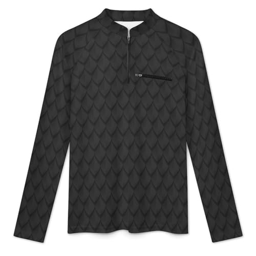 Black Dragon Scales Men's Rash Guard Long Sleeves Quick Dry Fishing Workout Shirts with Zipper3