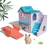 Tookincmo Hamster House Hideout, Dwarf Hamster cage Accessories, Hamster Toys Supplies for Small Animals Like Gerbil, robo Dwarf Hamster, or mice, with Seesaw and Villa Design.