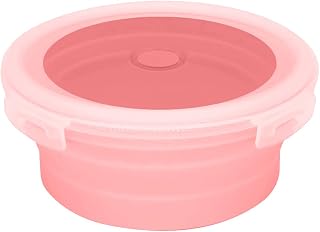 UESDU Portable Silicone Bowl, 500 ML Collapsible Bowl with Lid Camping Bowl for Travel Camping Hiking Portable Picnic Storage Bowl for Kitchen (Pink)
