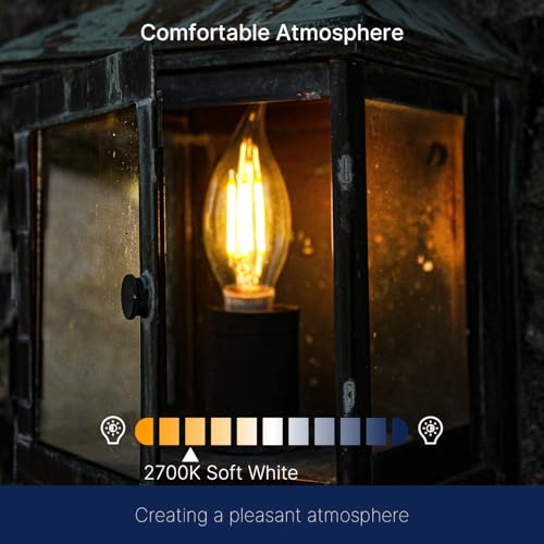 Image of FLSNT Candelabra LED Light Bulbs, CA11 LED E12 Chandelier Light Bulbs 100W Equivalent, 2700K Soft White, 800LM, 5.5W, CRI 82+, AC 120V, 6 Pack, Dimmable UL,CA65 Listed.