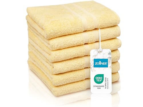 Zollner 6 Toallas De Mano Para Lavabo, 50x100 Cm, 450 G, Algodón, Amarillas Zollner 6 Toallas De Mano Para Lavabo, 50x100 Cm, 450 G, Algodón, Amarillas