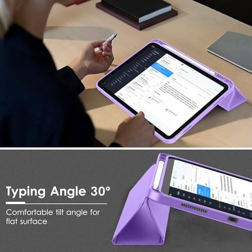Image of ToaPoia Case for iPad (A16) 11 Inch 2025 /iPad 10th Generation 10.9 Inch 2022, Slim Trifold Stand Protective Cover with Pencil Holder and Soft TPU Back,Support Auto Sleep /Wake (Violet)
