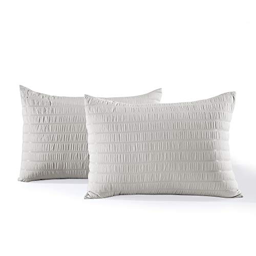 Lush Décor Farmhouse Seersucker 5-Piece Full/Queen Comforter Set (Light Gray) #TOP4