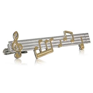 Stropdasclip LINDENMANN, bladmuziek, dassplontziend hoogwaardig alligatormechanisme, rhodium veredeld (bicolor), in…