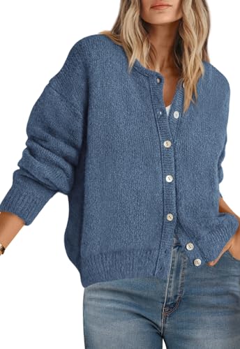 Image of PRETTYGARDEN Long Sleeve Crewneck Button Down Womens Sweaters Fall Open Front Chunky Cardigan Sweaters for Women 2026