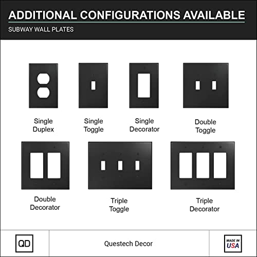 Questech Décor Single Rocker Light Switch Cover, 1-Gang Electrical Wall Plate, Single Switch Standard Size Gfci Receptacle Cover, Decorative Subway Tile Design, Graphite Black, 3 Pack #TOP4