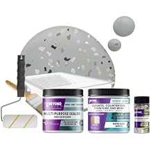 Beyond Paint Smoked Gray Flecks Countertop Makeover Kit with Paint, Sealer, Flecks, and Tools for Countertops, Soft Gray