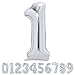 TONIFUL 50 Inch Large Silver Number Balloons 0-9, Foil Mylar Big Digital Balloon Number 1 Digit One for Birthday Party, Wedding, Bridal Shower, Engagement, Photo Shoot, Anniversary (Silver one)