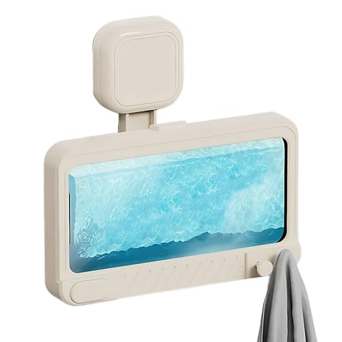 Soporte para teléfono de ducha impermeable con altavoz, soporte para teléfono de ducha sin taladro con gancho | Funda táctil con rotación de 480° y antivaho, para uso en bolsa