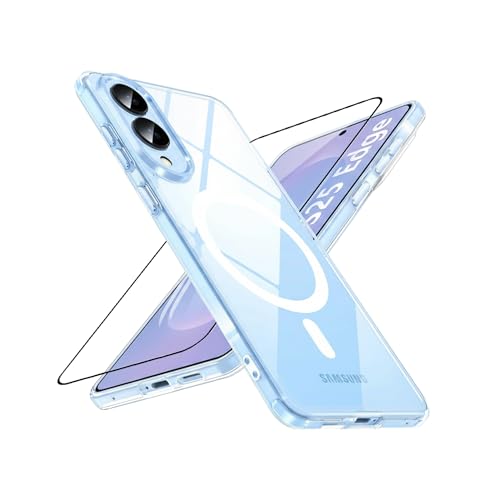 Image of ShieldTech Back Cover Case + Tempered Glass for Samsung Galaxy S25 Edge 5G | Mag-Safe Compatible | Mobile Phone Back Cover Case for Samsung Galaxy S 25 Edge | Samsung S25 Edge 5G TPU Transparent Case