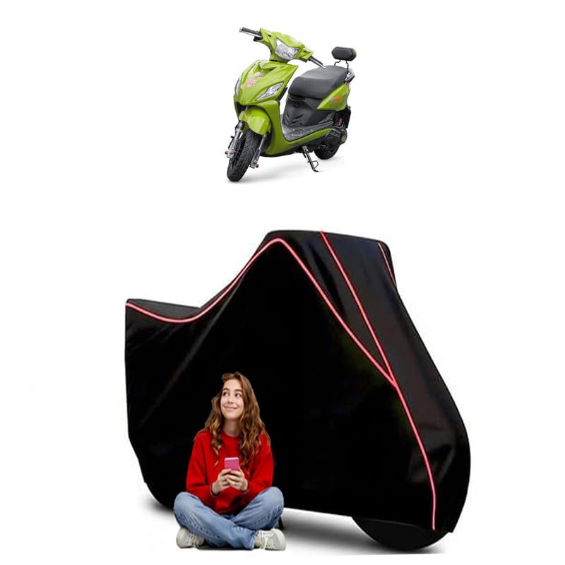 Image of Yo Edge DX Scooty Bike Cover Water Resistant Outdoor Use Universal Fit Scooters Motorcycles Heavy Duty UV Protection Dust Rain Scratch Resistant Elastic Bottom Black Blue Piping