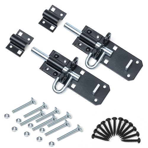 ZAVIA Brenton Bolt Door Lock - 2 Pack 100mm (4") Sliding Padbolt with Black Powder Coated Finish - Anti-Rust Gate Bolts for Wooden Gates, Garden Shed, Garage Door | Strong Lock