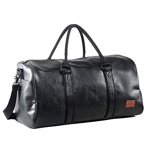 Mioy Vintage Waterproof Travel Tote Luggage Bag leather Large Capacity Men's Weekender Duffel Bag