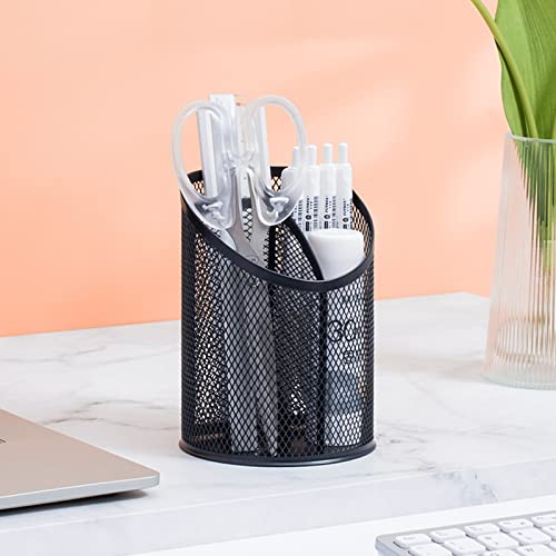 Qesonoo 3 Compartments Pen Holder For Desk Mesh Round Pencil Holder Organizer Cup Classroom Organization, 2 Pack #TOP5