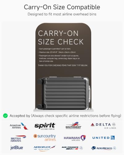 Image of LUGGEX 2-Piece 20 Inch Zipperless Carry On Luggage, Charcoal Metallic | Carry On Suitcase, Airline Approved Size, 100% PC Hard Shell, 8010S Aluminum Frame, 8 Spinner Wheels, TSA Lock, ZX-Core